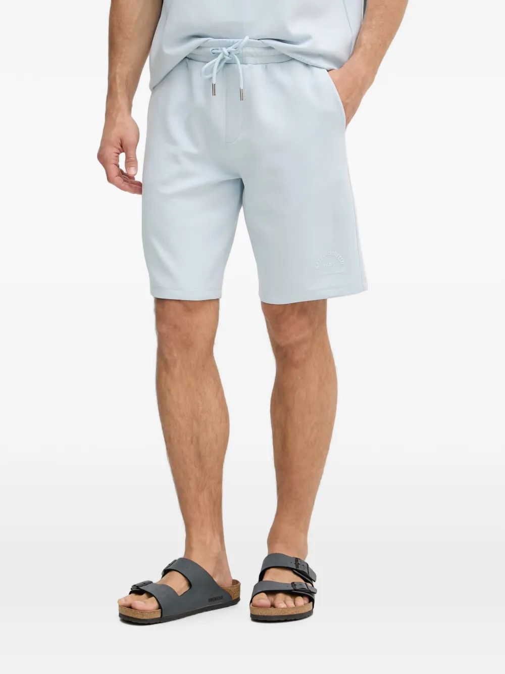Karl Lagerfeld logo-print drawstring shorts - Blu