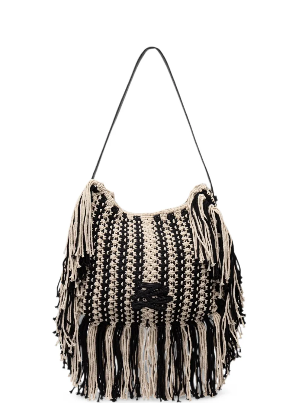 Karl Lagerfeld K/Autograph fringed-macramé shoulder bag - Schwarz