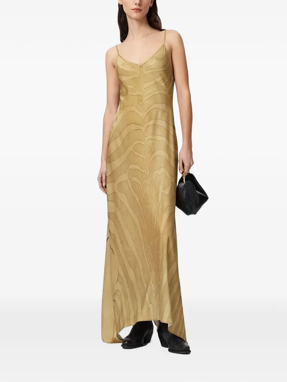 AllSaints Leona maxi-jurk met zebraprint Goud