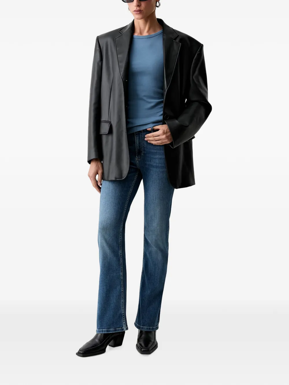 AllSaints Haldan bootcut jeans met vervaagd effect Blauw