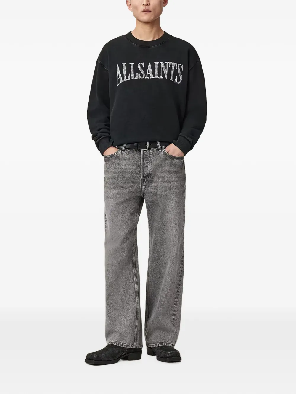 AllSaints Dash sweater met geborduurd logo Zwart