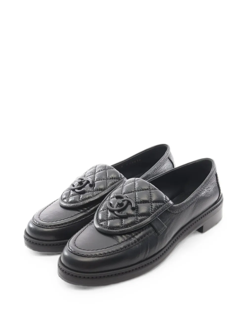 CHANEL Pre-Owned 1986-1988 matelassé turn-lock loafers - Schwarz