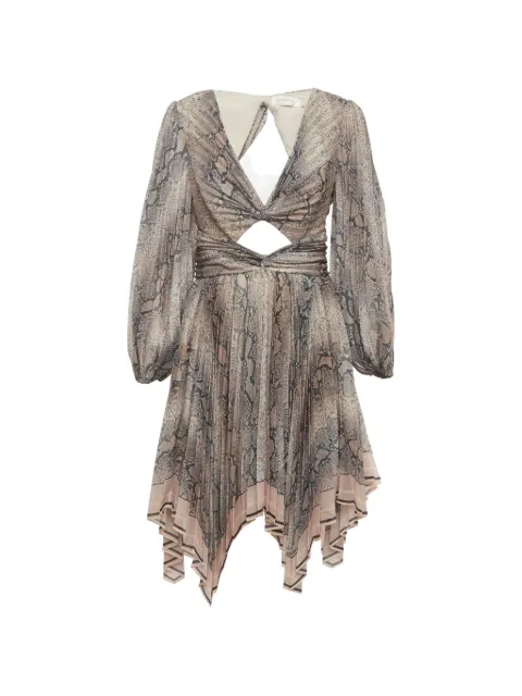ZIMMERMANN python-print pleat cut-out dress