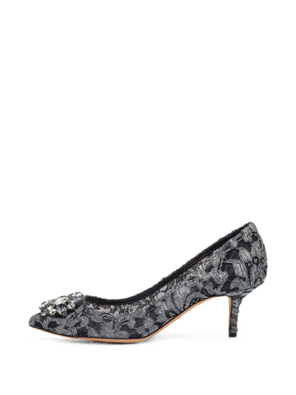 Dolce & Gabbana Pre-Owned Bellucci crystal-embellished lace pumps - Argento