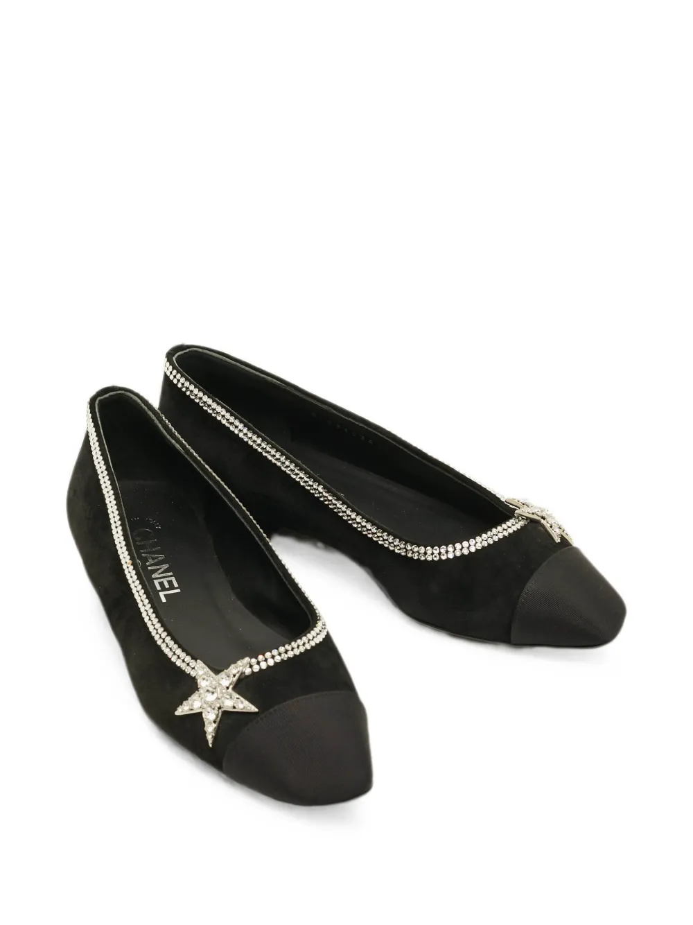 CHANEL Pre-Owned canvas suede and crystal-star ballet flats - Nero