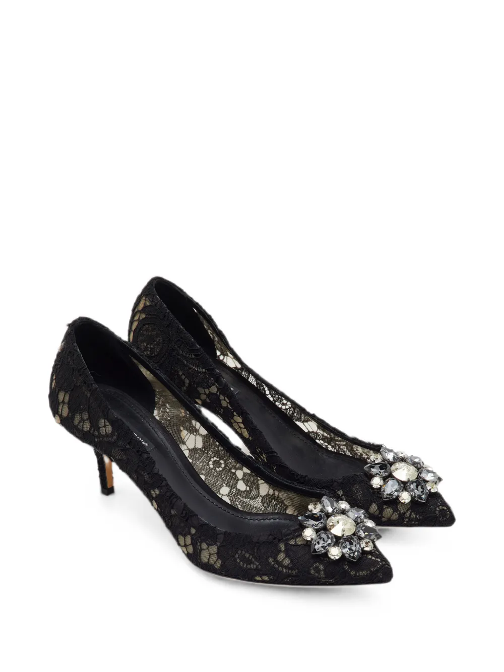 Dolce & Gabbana Pre-Owned Bellucci crystal-embellished lace pumps - Nero