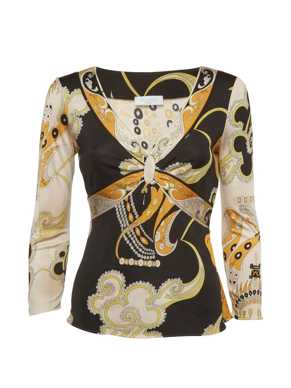 PUCCI Pre-Owned printed V-neck blouse - Nero
