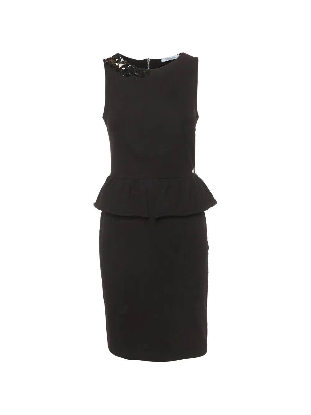 Blumarine embellished peplum midi dress - Nero
