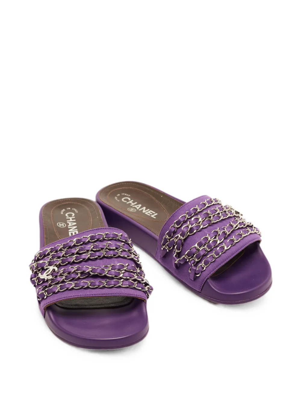 CHANEL Pre-Owned Tropiconic chain-link slides - Viola