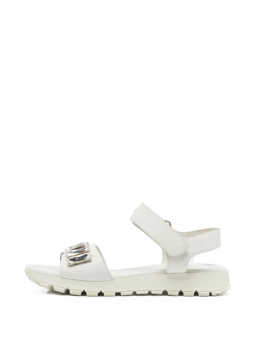 Prada Pre-Owned crystal-embellished slingback sandals - Bianco