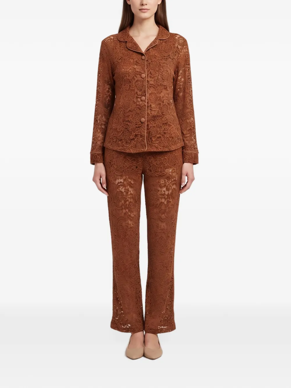 424 Giselle floral lace suit - Marrone