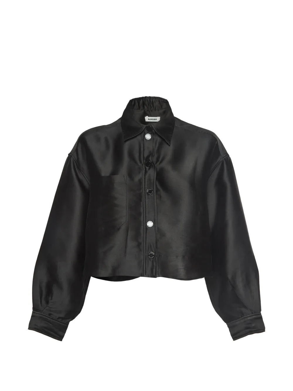 SANDRO cropped oversized shirt - Nero