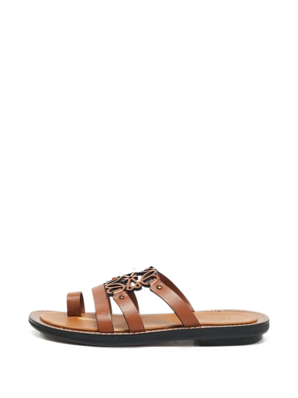 Pre-owned Loewe Anagram Slides In Brown