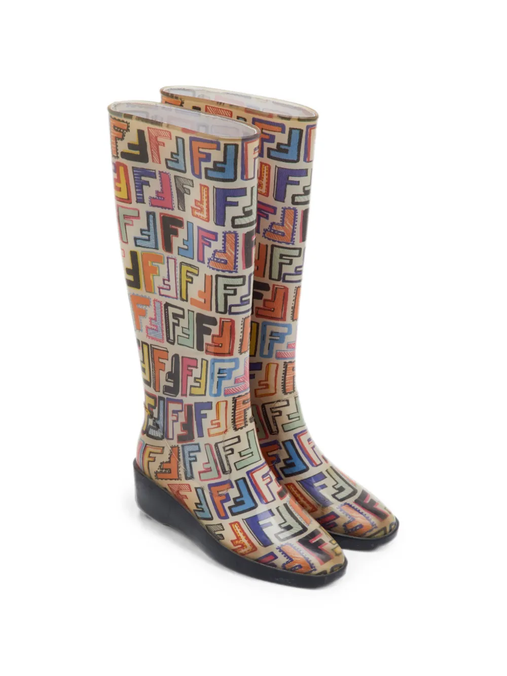 Fendi Pre-Owned Zucca-pattern rain boots - Bianco