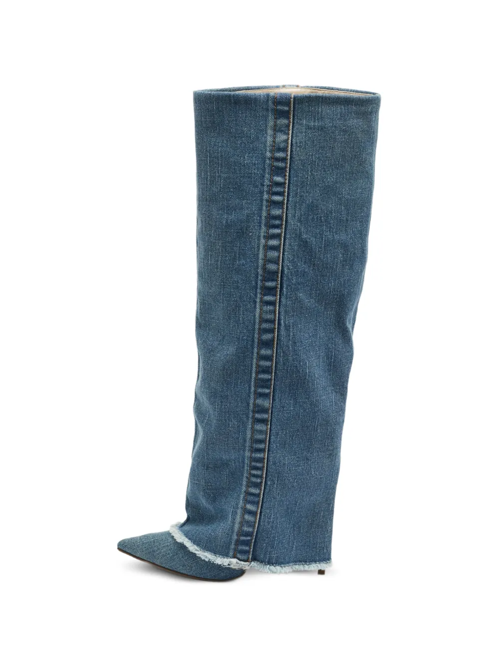 Le Silla pointed-toe denim mid-calf boots - Blu
