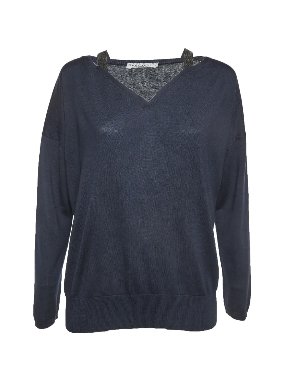 Brunello Cucinelli V-neck cashmere blend knitted top - Blau