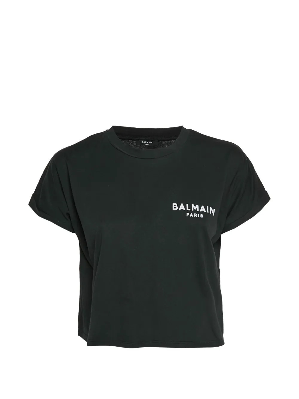 Balmain Pre-Owned logo-print cropped T-shirt - Schwarz
