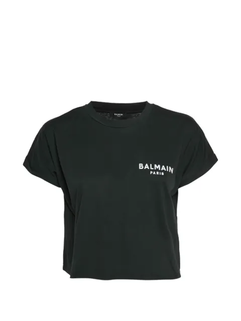 Balmain Pre-Owned logo-print cropped T-shirt