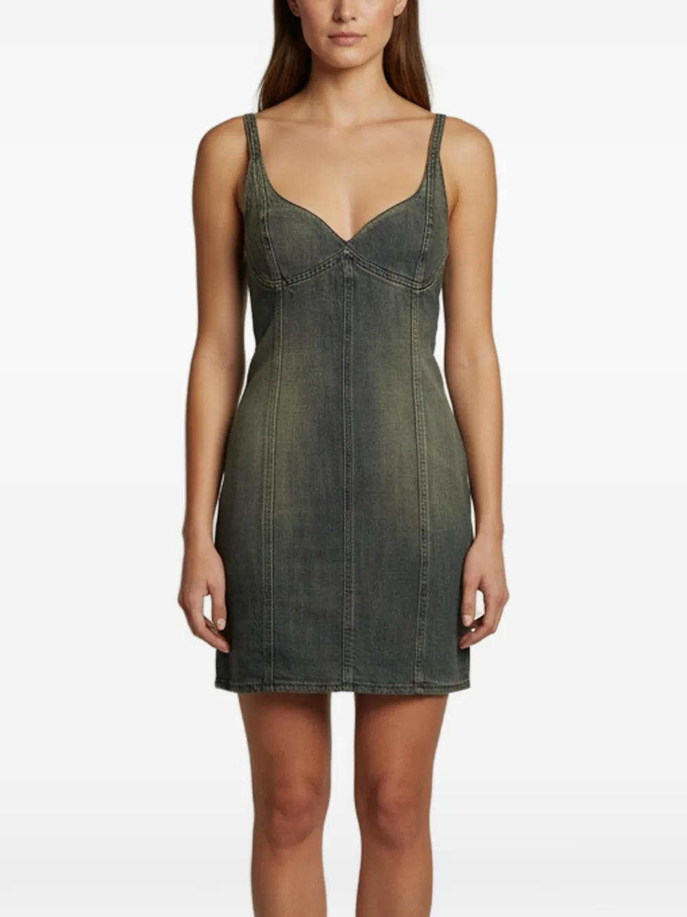 Balenciaga Pre-Owned panelled denim mini dress - Grigio