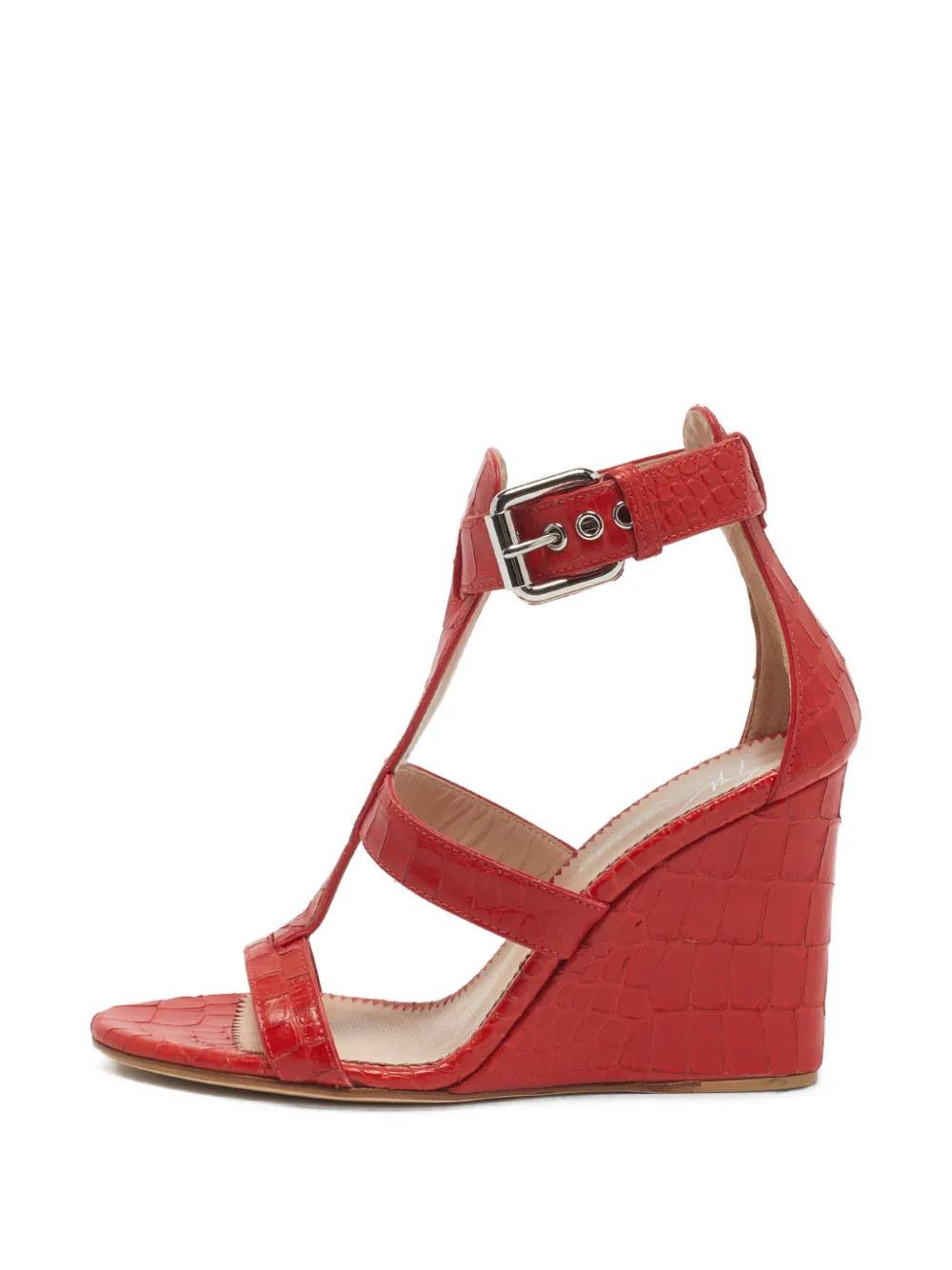 Giuseppe Zanotti Vintage croc-embossed ankle-strap sandals - Rot