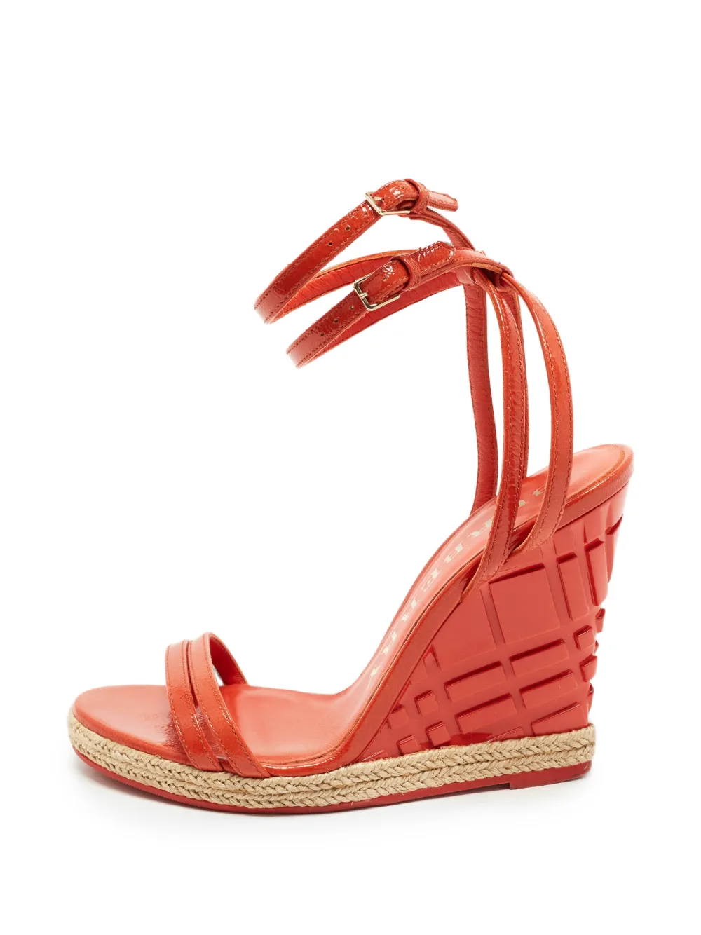Burberry Pre-Owned Hassendean criss-cross wedge sandals - Arancione