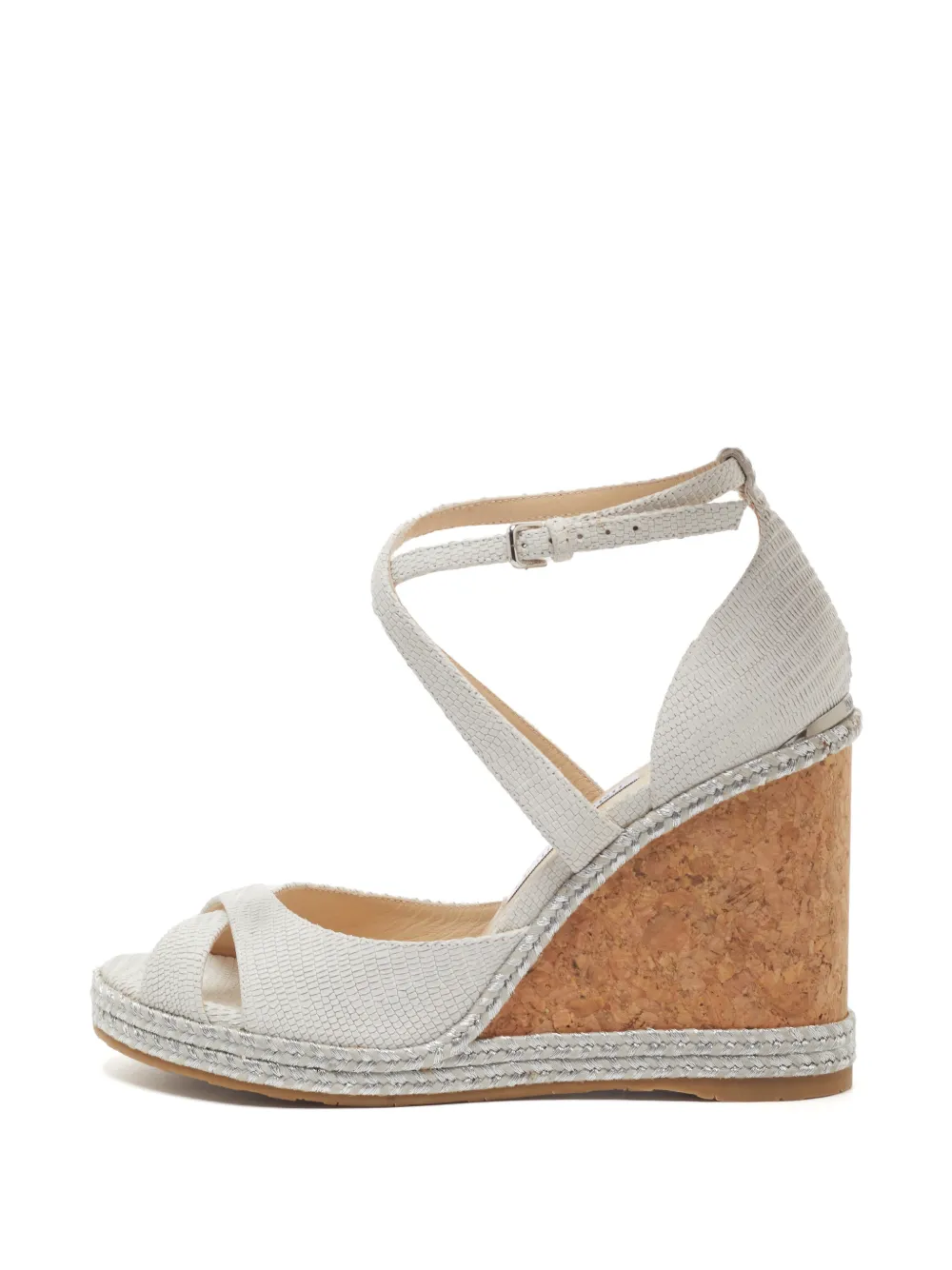 Jimmy Choo Pre-Owned Alanah lizard-embossed sandals - Grau
