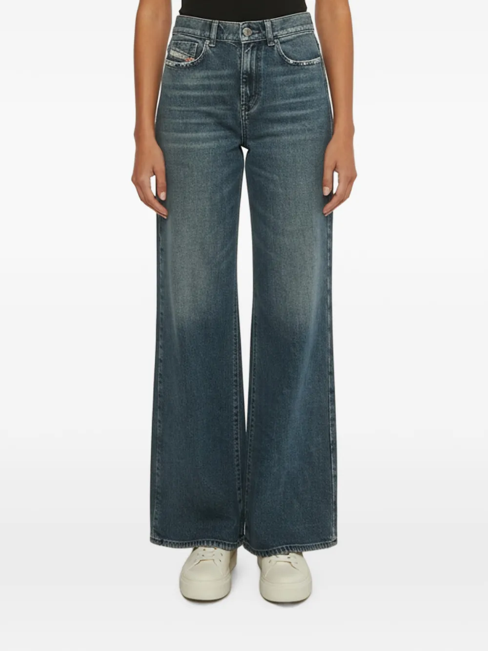 Diesel distressed wide-leg jeans - Blue