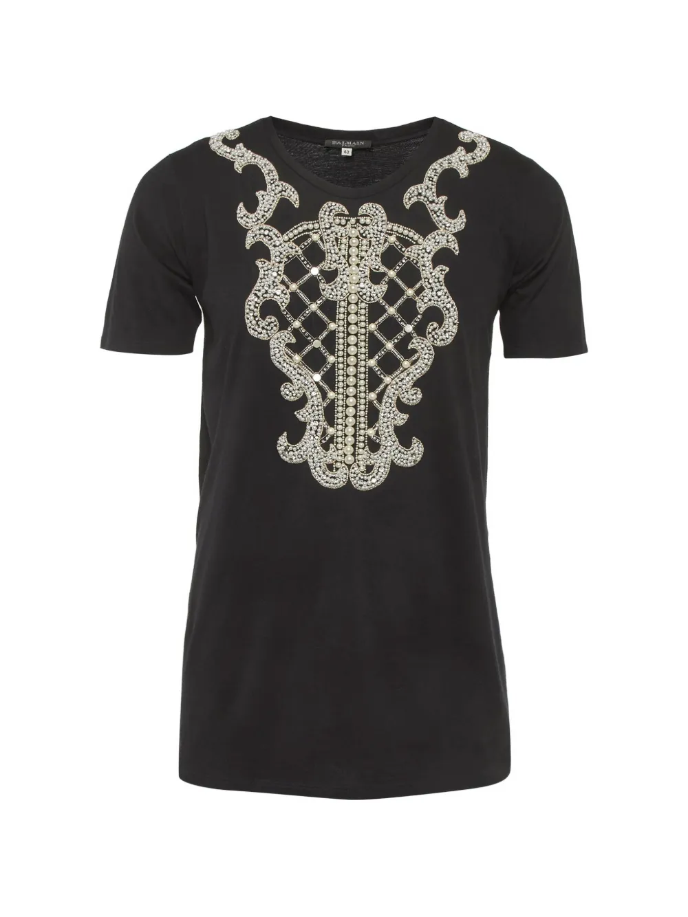 Balmain Pre-Owned black pearl-embellished jersey t-shirt - Schwarz