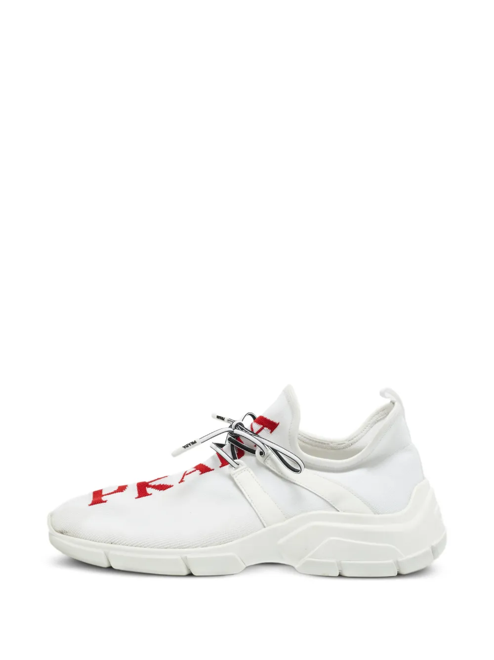 Prada Pre-Owned knit logo sneakers - Weiß