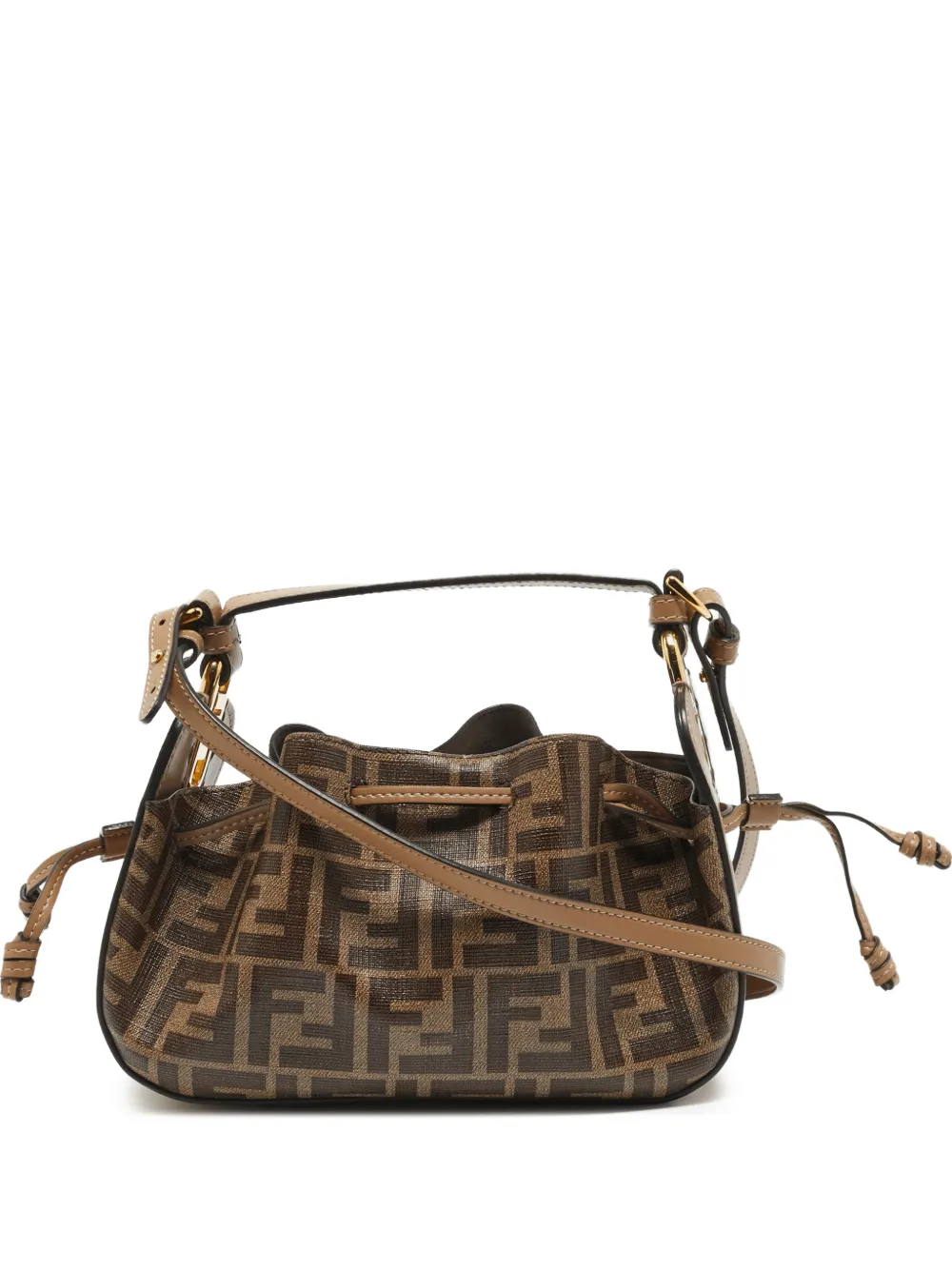 Fendi Pre-Owned 2021 mini Pomodorino FF bucket bag - Marrone