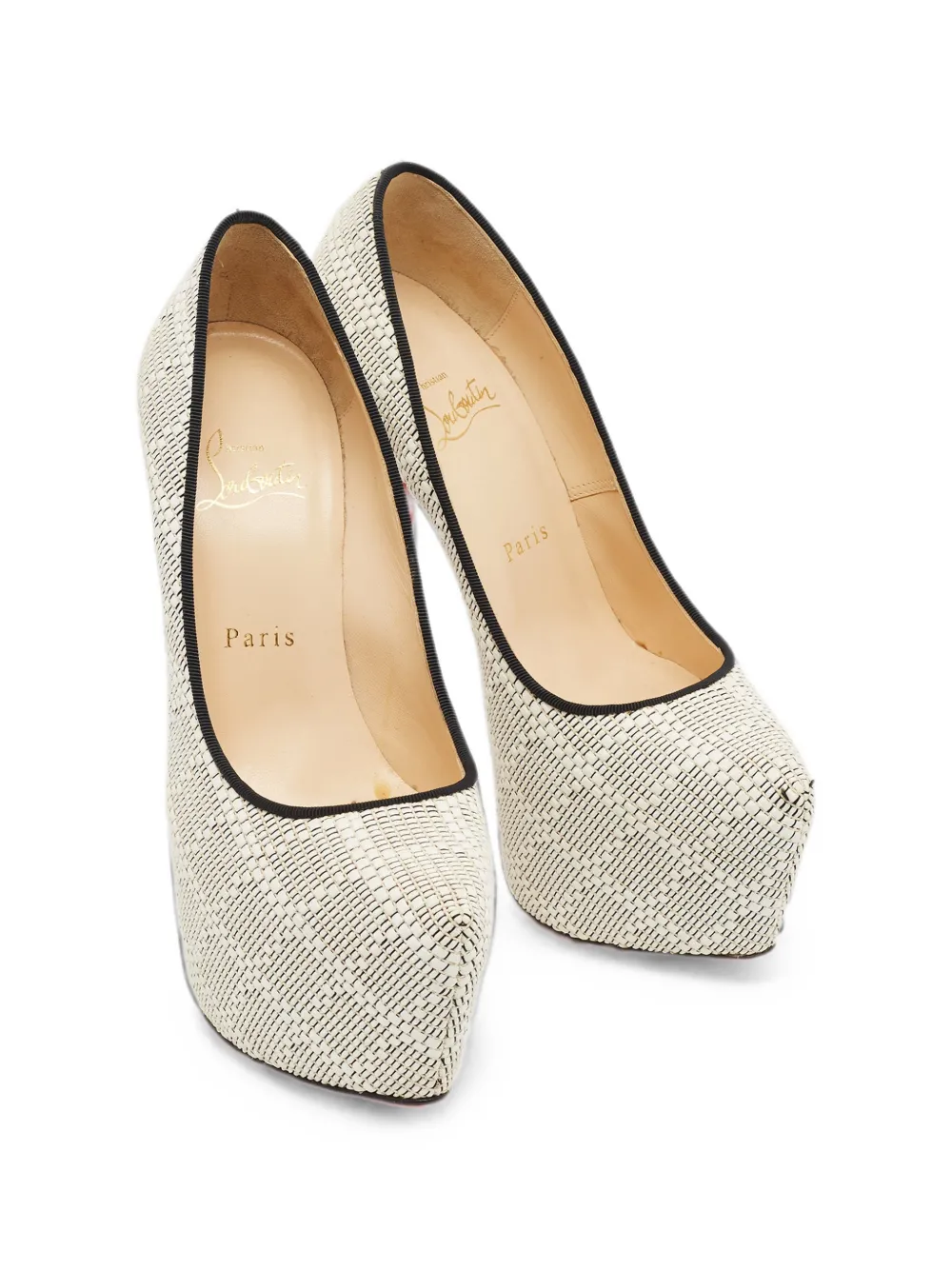 Christian Louboutin Pre-Owned Daffodile raffia platform pumps - Nude