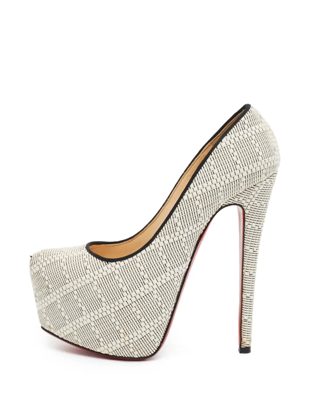 Christian Louboutin Pre-Owned Daffodile raffia platform pumps - Nude