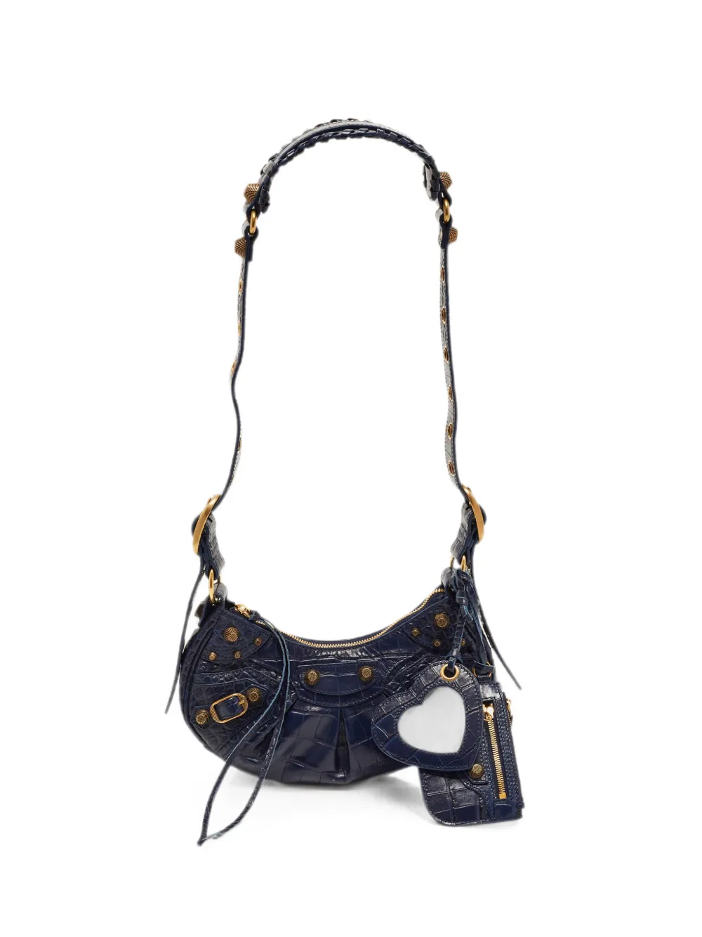 Balenciaga Pre-Owned XS Le Cagole croc-embossed shoulder bag - Blu
