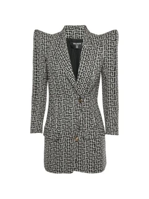 Balmain Pre-Owned blazer con monograma y hombros descubiertos