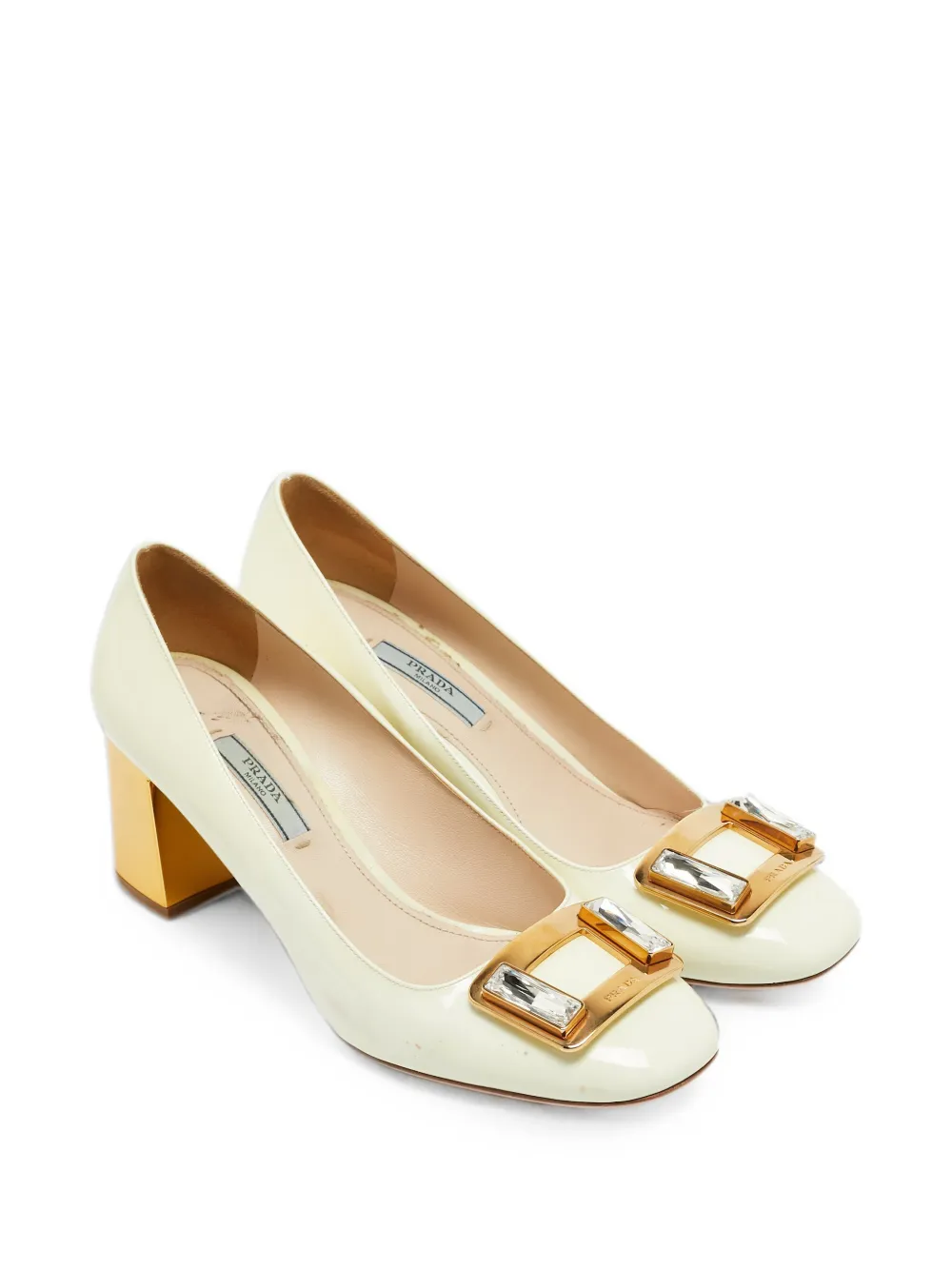 Prada Pre-Owned crystal-embellished patent leather pumps - Toni neutri