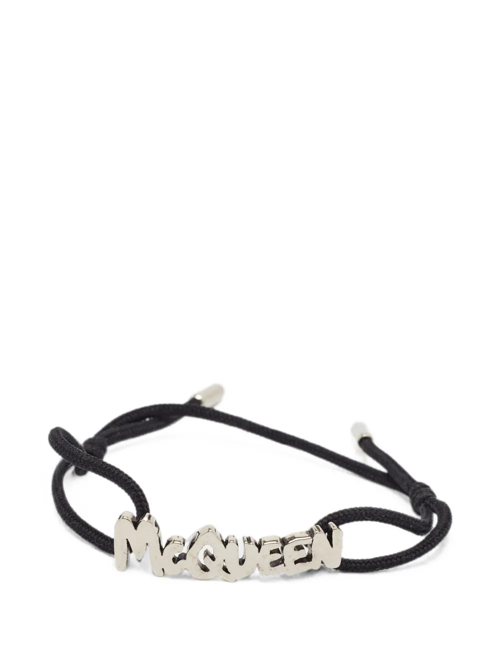 Alexander McQueen Pre-Owned logo-plaque cord bracelet - Silver