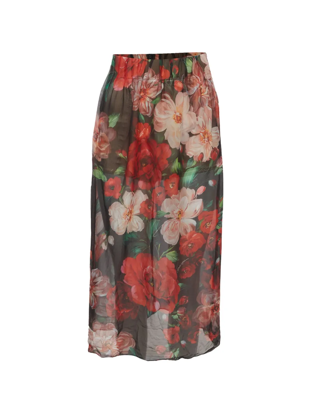 Dolce & Gabbana Pre-Owned floral-print sheer midi skirt - Marrone