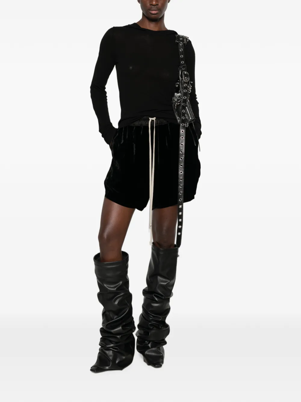 Rick Owens ribbed-knit hoodie - Schwarz