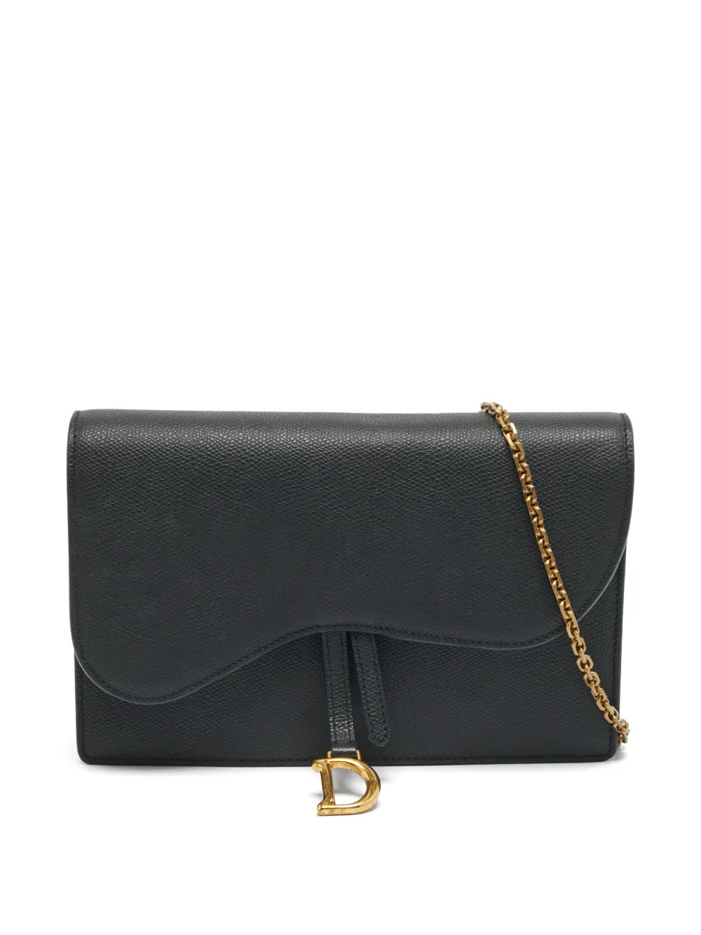 Christian Dior Pre-Owned 2018 Saddle leather wallet on chain - Schwarz