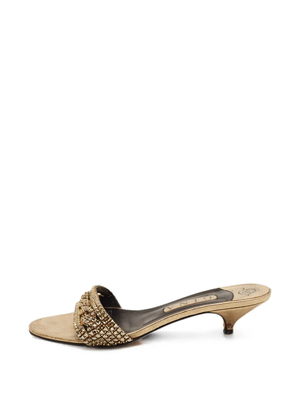 Gina crystal-embellished slide sandals - Gold