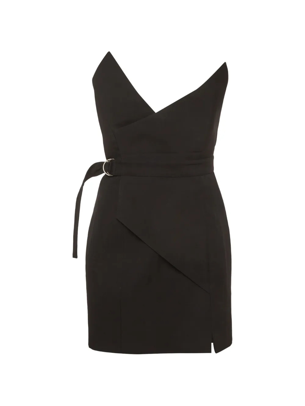 Pre-owned Saint Laurent Strapless Belted Mini Dress In Black