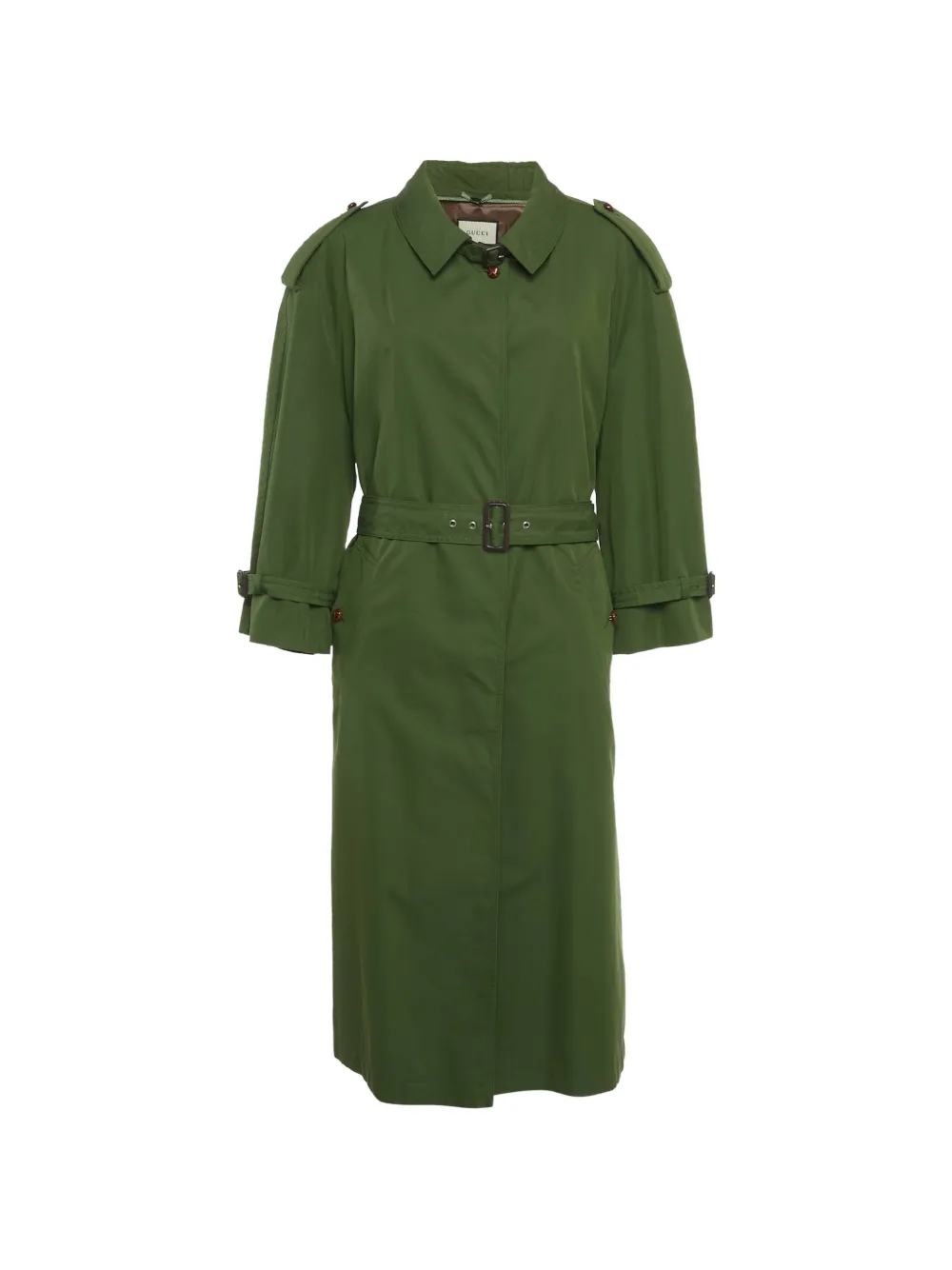 Gucci Pre-Owned belted gabardine trench coat - Verde