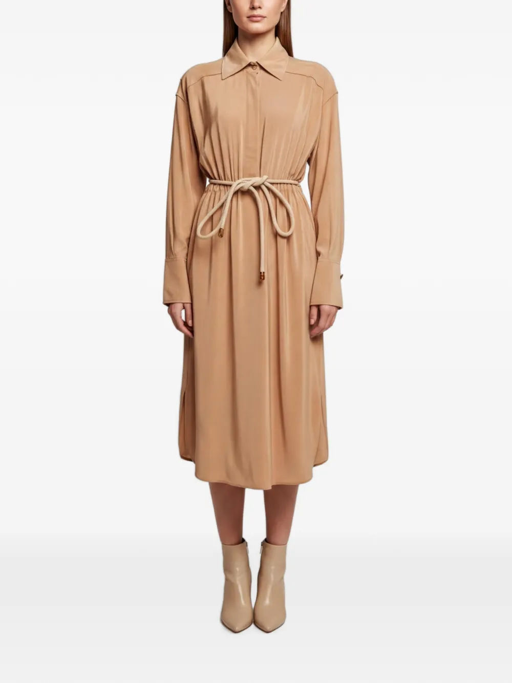 Fendi Pre-Owned belted shirt midi dress - Toni neutri
