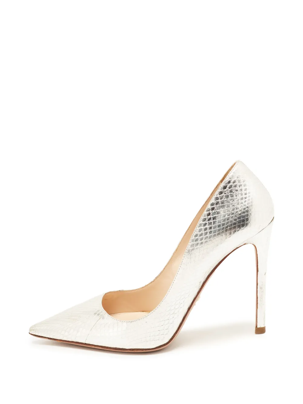 Prada Pre-Owned snakeskin-embossed pointed-toe pumps - Silber