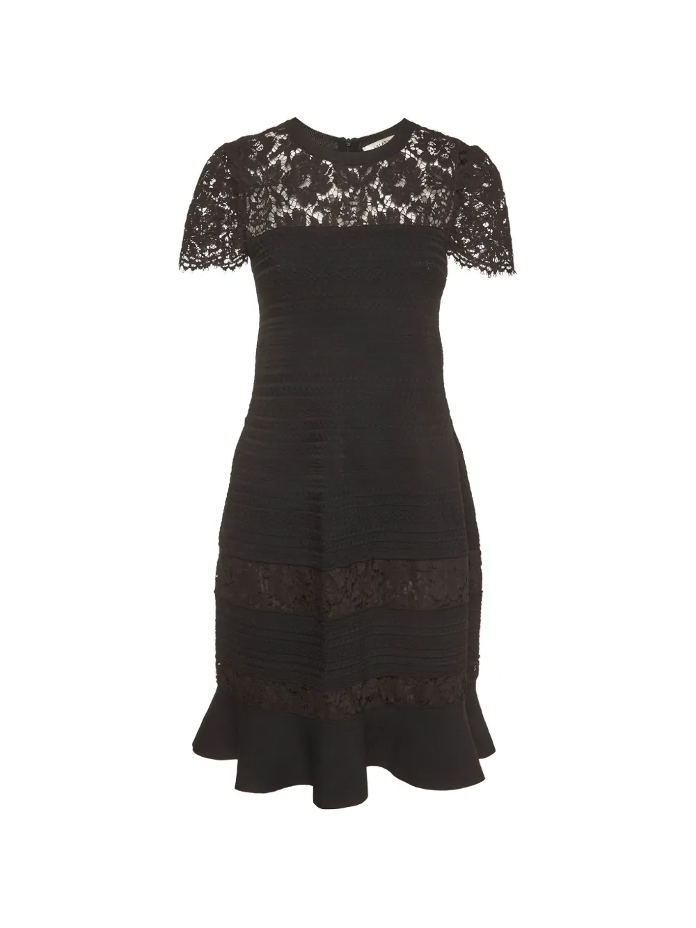 Valentino Garavani Pre-Owned lace-panelled ruffled mini dress - Nero