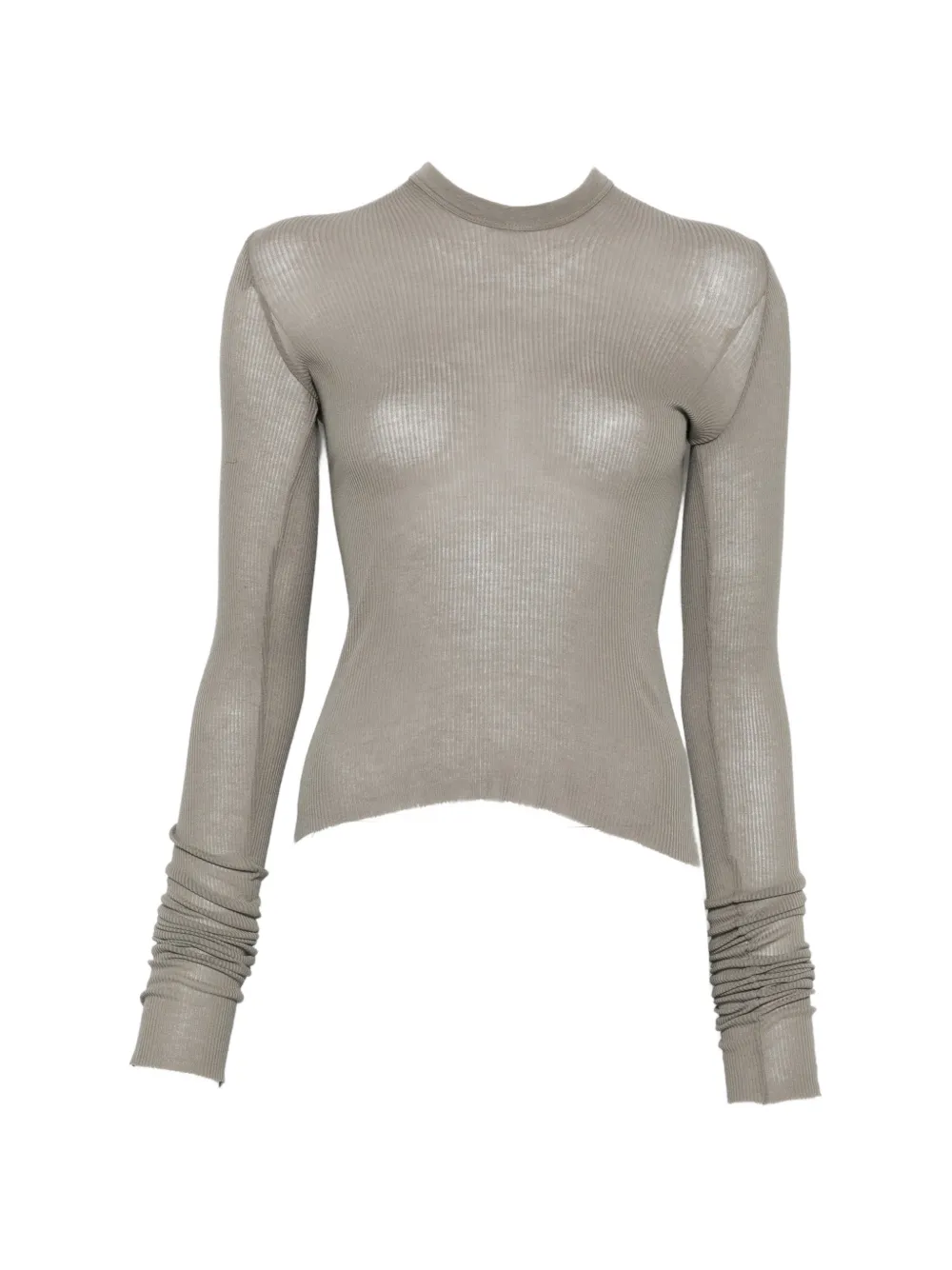 Rick Owens cropped ribbed-knit hoodie - Grau