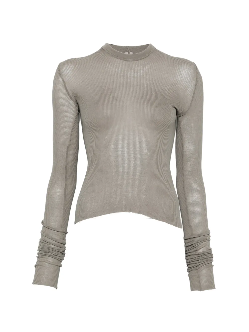 Rick Owens cropped ribbed-knit hoodie - Grigio