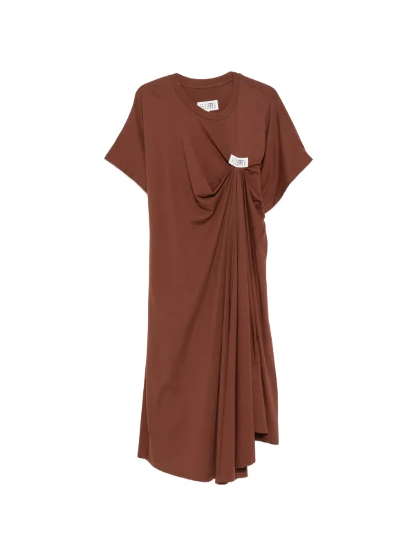 MM6 Maison Margiela Logo-patch Midi Dress in Brown