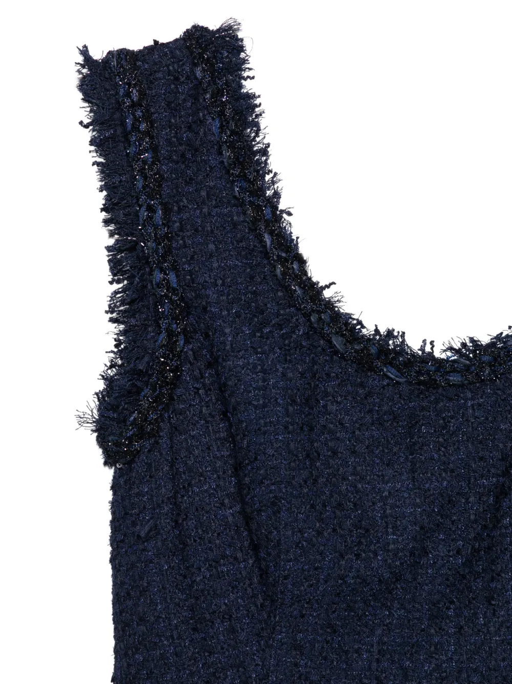Self-Portrait Bouclé midi-jurk met textuur Blauw