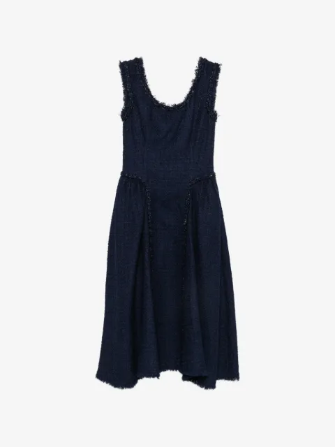 Self-Portrait bouclé-texture midi dress